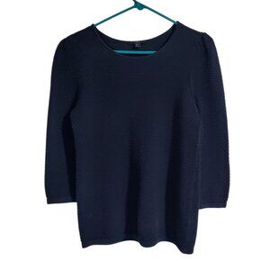 NWOT COS Knit Navy Blue Puff 3/4 Sleeve Basic Nuetral Sweater - Small